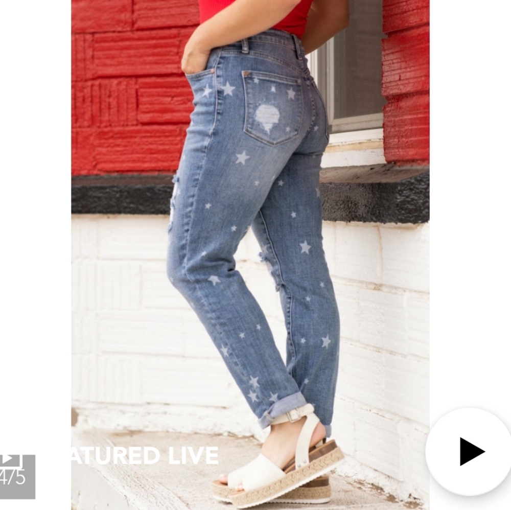 Judy Blue Mid Rise Boyfriend Fit Star Crossed Jeans 88553 - Picture 6 of 8